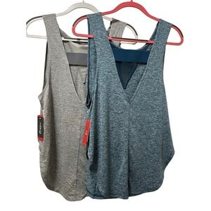 Set‎ of 2 bcg Training Elastic Back Turbo Muscle Tank Tops Blue Grey Size M